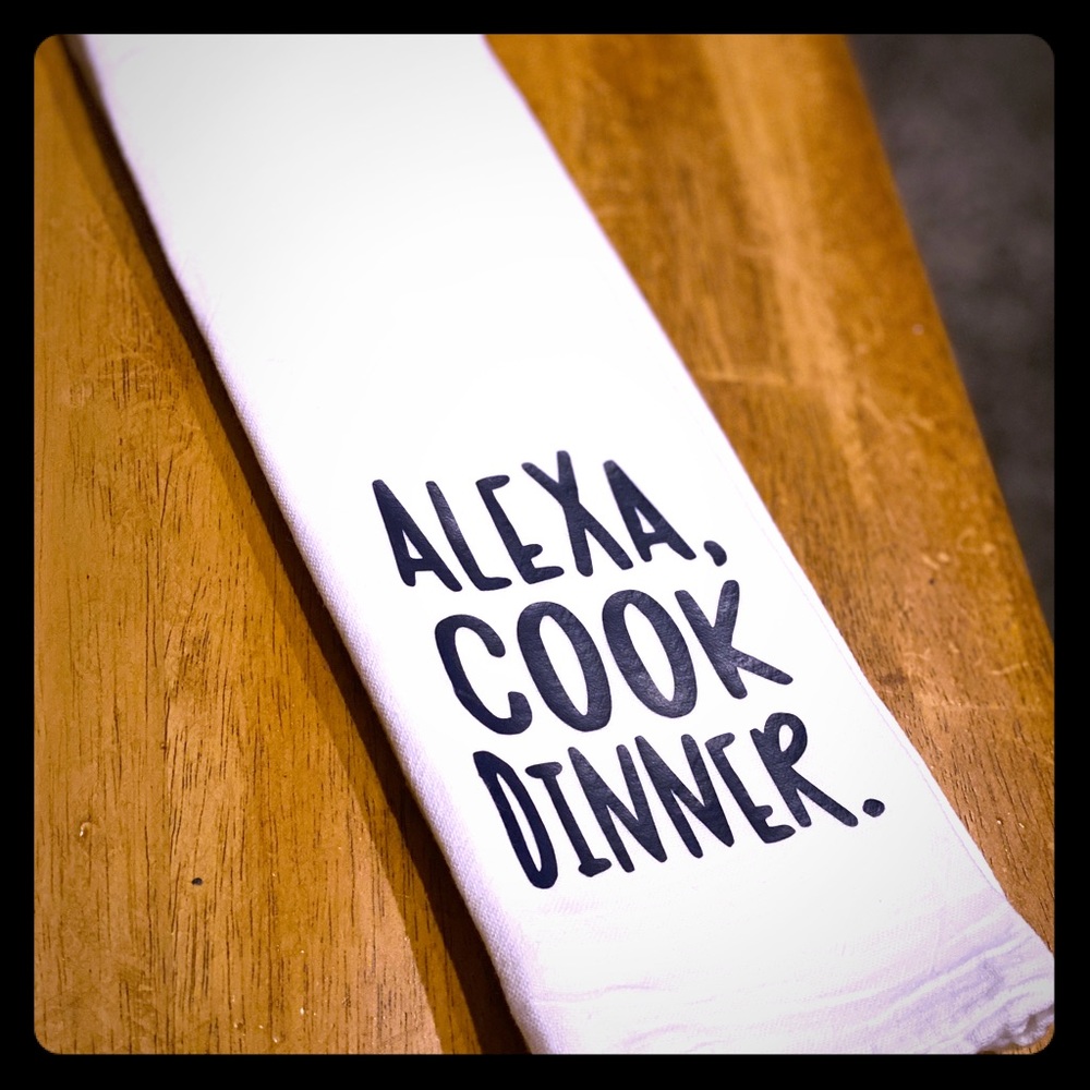 Alexa Cook Dinner Tea Towel Navy Blue Lett…